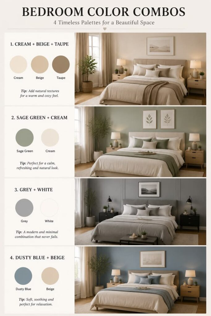 bedroom , colour combination ,